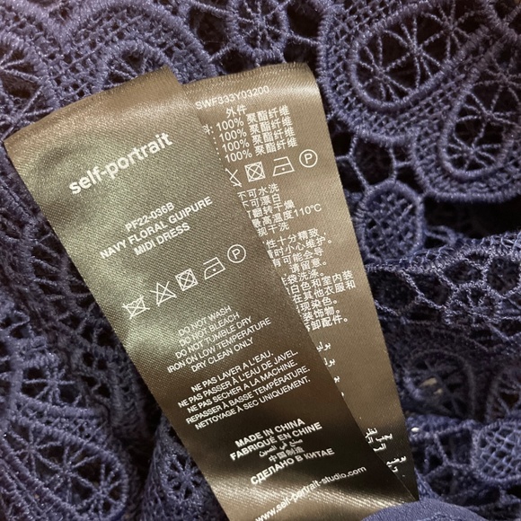 SELF PORTRAIT Collared Floral Guipure Belted Midi Dress - Picture 11 of 11